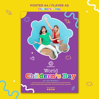 Детский день плакат шаблон