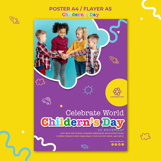 Free PSD children's day poster template