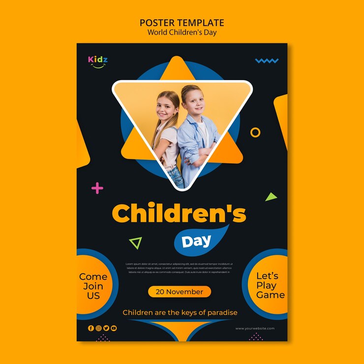 Free PSD children's day poster template