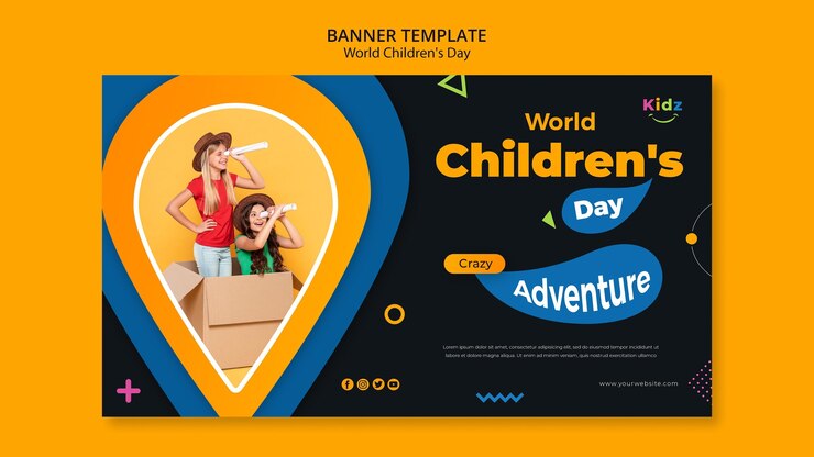 Free PSD children's day template banner