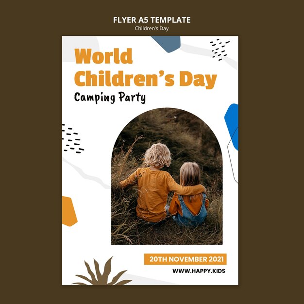 Free PSD children's day vertical print template