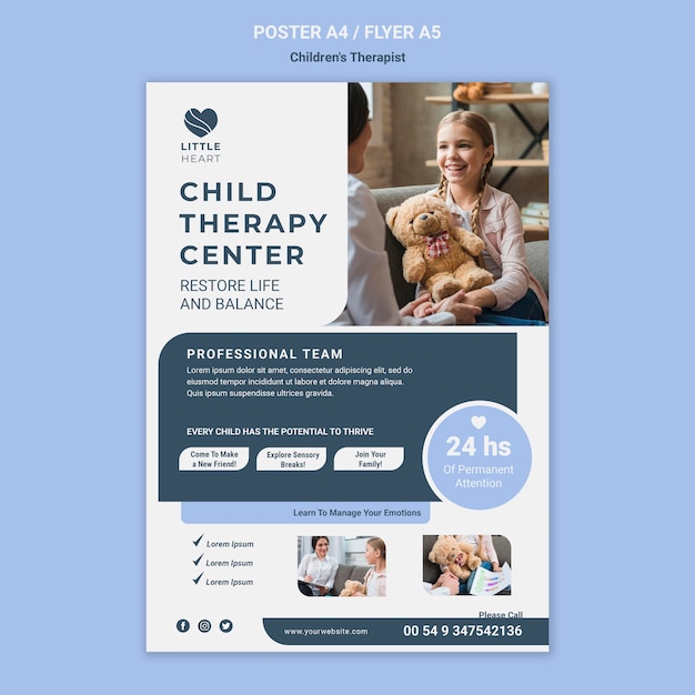 Children's therapist concept poster template