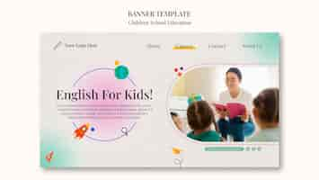 Free PSD children school education banner