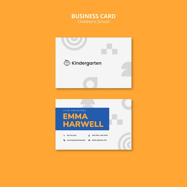 Children school education business card template