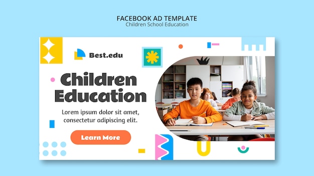 無料PSD 子供の学校教育facebookテンプレート