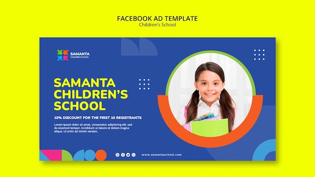 Free PSD children school education facebook template