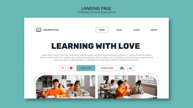 Free PSD children school education landing page