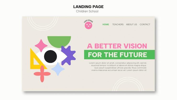 Free PSD children school education landing page