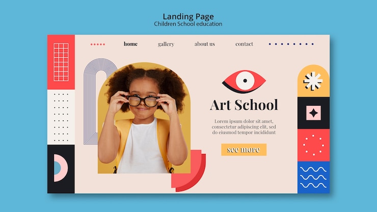 Free PSD children school education landing page
