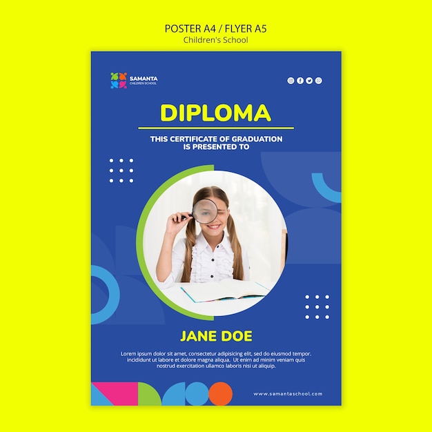 Free PSD children school education poster template