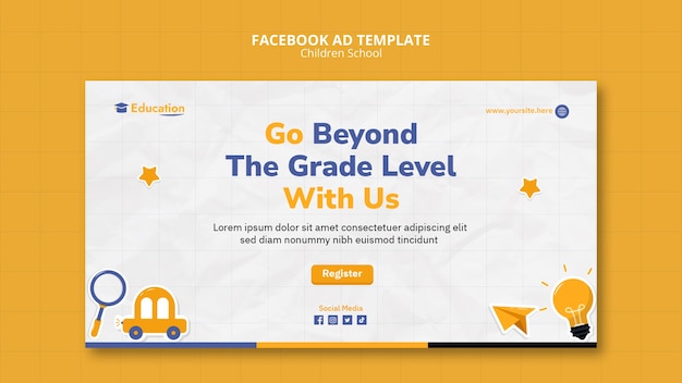 Free PSD children school facebook template