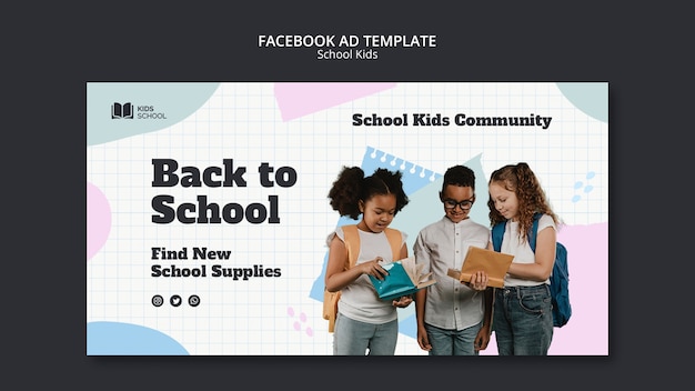 無料PSD 子供の学校のfacebookテンプレート