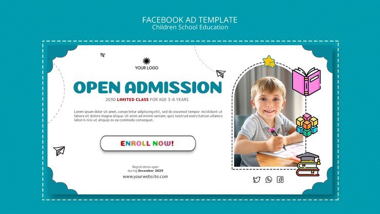 मुफ़्त PSD children school facebook template