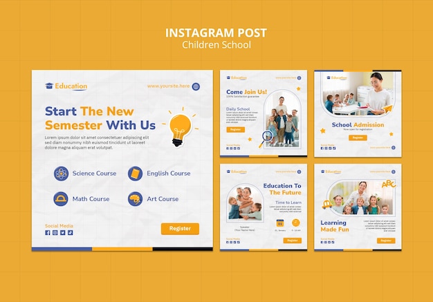 Free PSD children school instagram posts