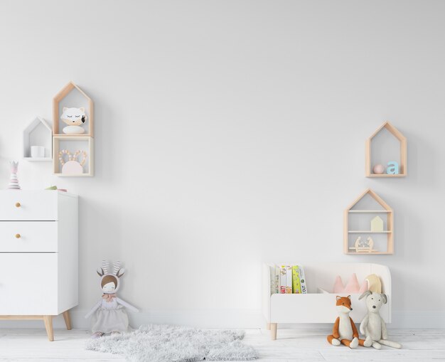Детская комната с полками и игрушками