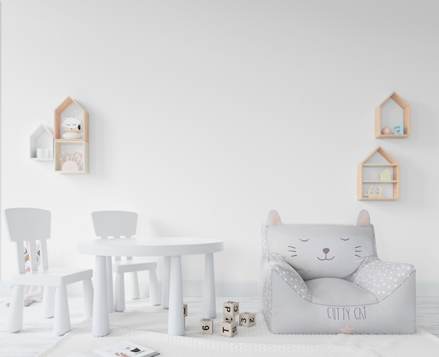 Free PSD childroom with toys and shelves