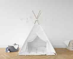 Free PSD childroom with white teepee