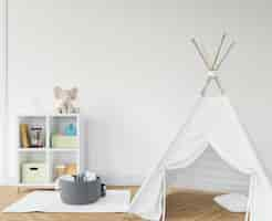 Free PSD childroom with white teepee