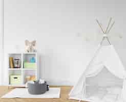 Free PSD childroom with white teepee