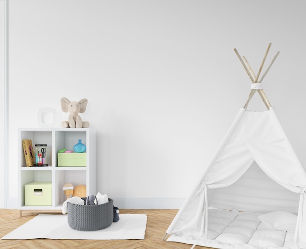 Free PSD childroom with white teepee