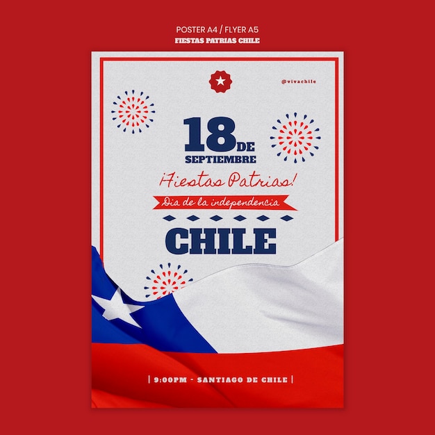 Free PSD chile international day poster template