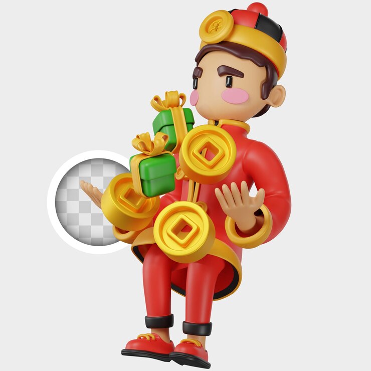 免費 PSD 中文字母与礼物和硬币 3d 插图