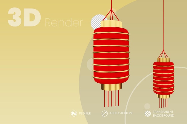 Chinese lampion 3d render isolated background 2
