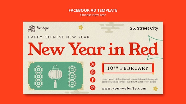 PSD gratuito facebook template per la celebrazione del capodanno cinese