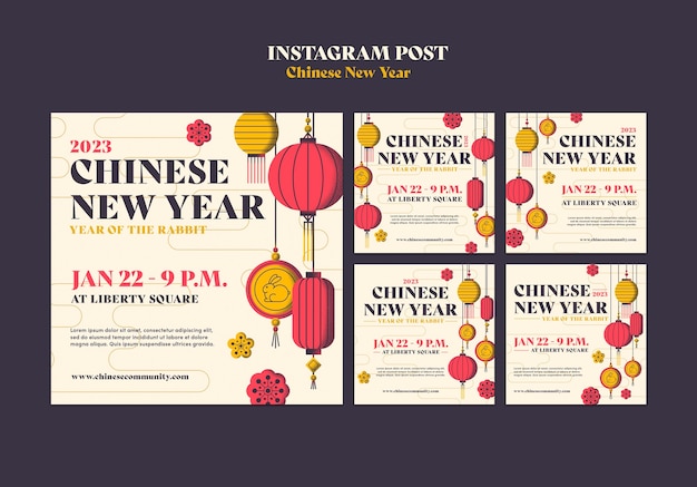 Free PSD chinese new year celebration instagram posts