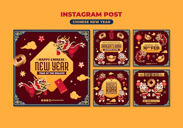 Free PSD chinese new year celebration instagram posts