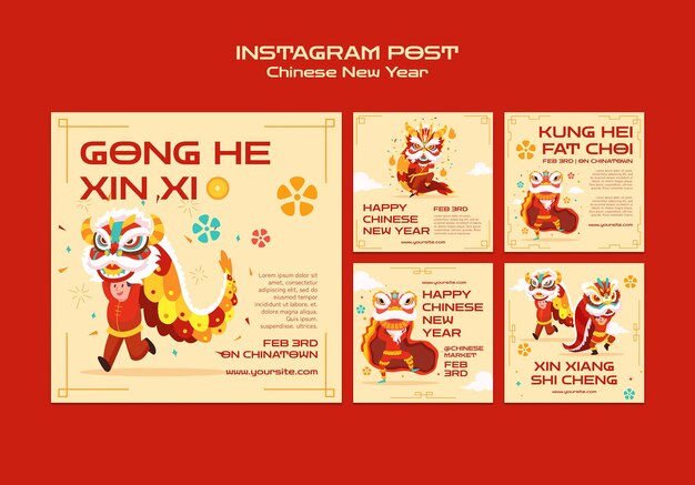 Free PSD chinese new year celebration instagram posts