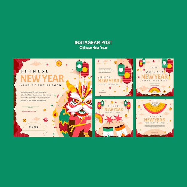 Free PSD chinese new year celebration  instagram posts