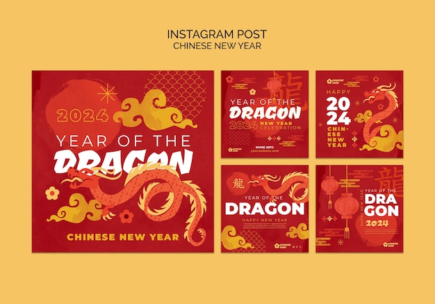 Бесплатный PSD Китайские новогодние праздники в instagram