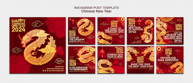 Free PSD chinese new year celebration instagram posts