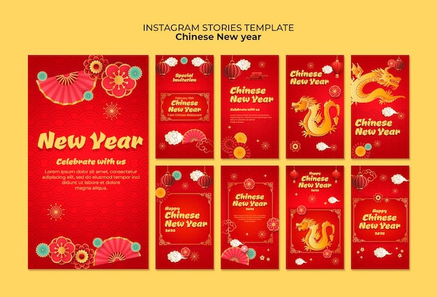 Free PSD chinese new year celebration  instagram stories