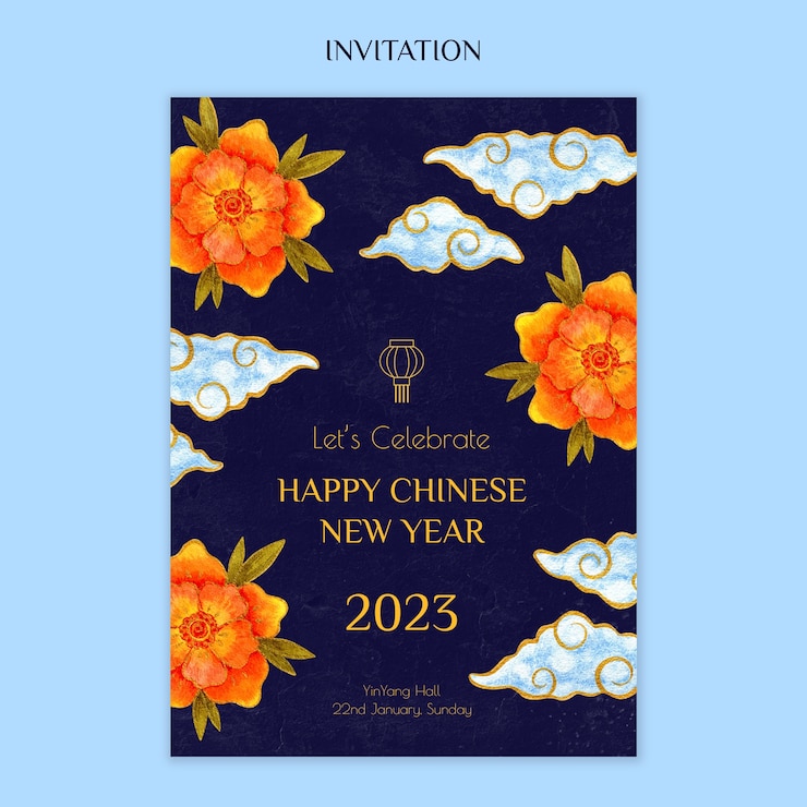 Free PSD chinese new year celebration invitation template