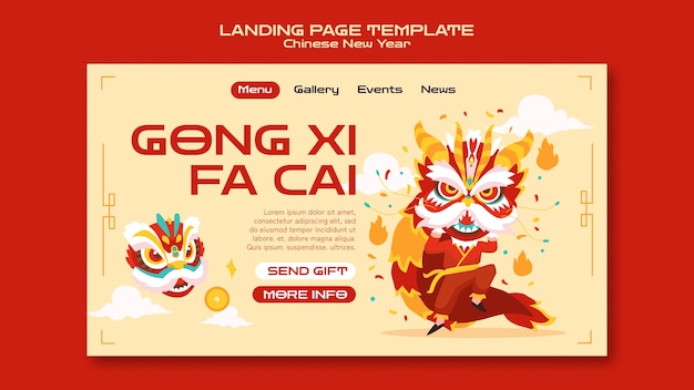 Free PSD chinese new year celebration landing page