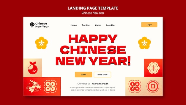 Free PSD chinese new year celebration landing page