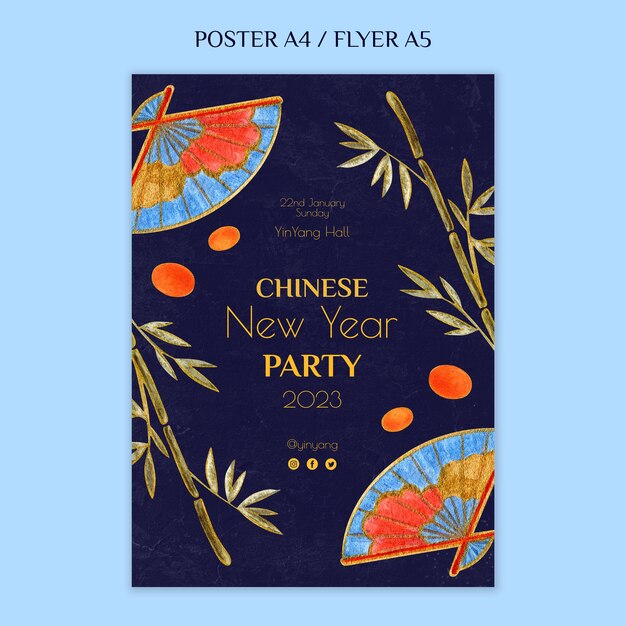 Chinese new year celebration poster template