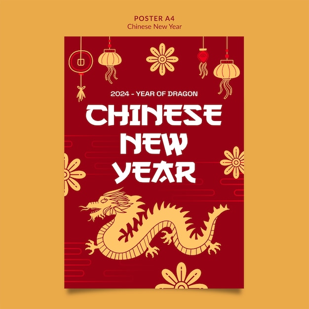 Chinese new year celebration poster template