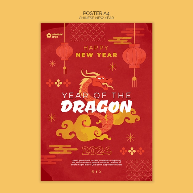 Free PSD chinese new year celebration poster template