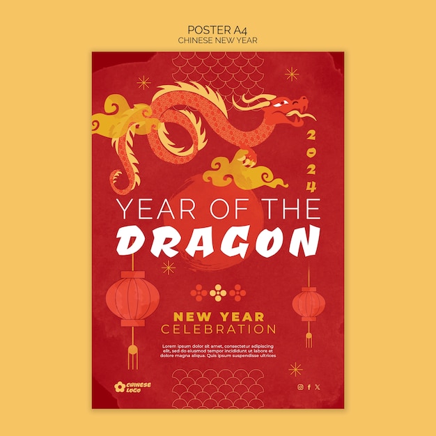 Chinese new year celebration poster template