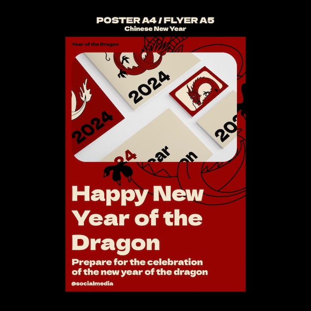Chinese new year celebration poster template