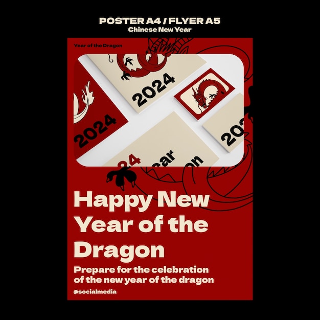 Free PSD chinese new year celebration poster template