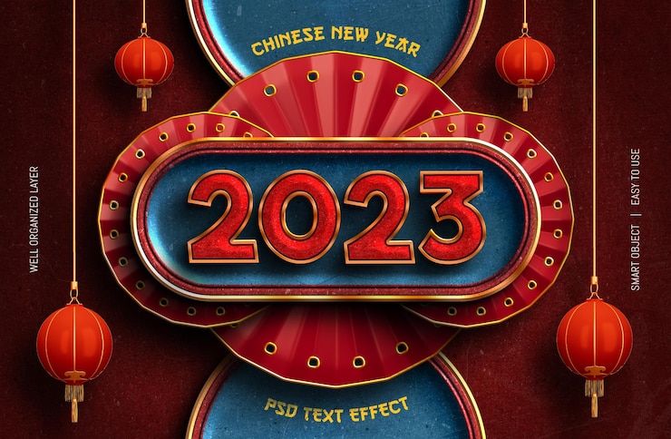 無料PSD 中国の旧正月の編集可能なテキスト効果