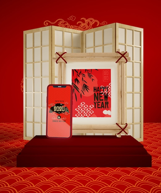 Chinese new year eve with phone mock-up