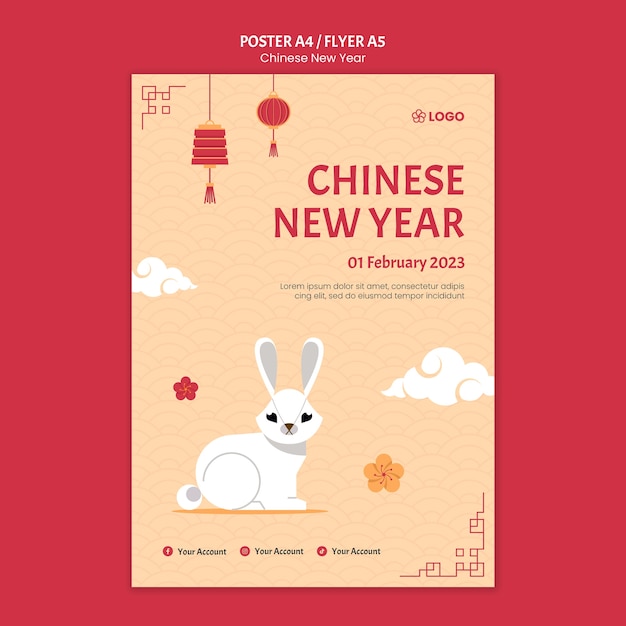 Free PSD chinese new year flyer template