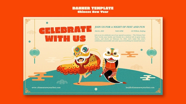 Chinese new year horizontal banner template