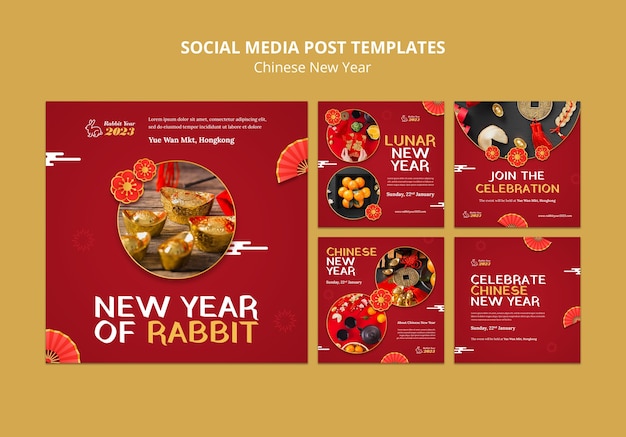 Free PSD chinese new year instagram post set