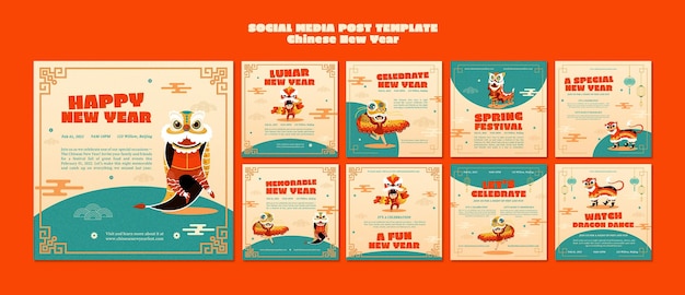 Free PSD chinese new year instagram posts set